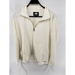 Roots Women’s 3/4 Zip Sweatshirt, Ivory color, Size Large